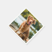 犬の写真が入ったパーソナライズされたクリスマス コクテイル スタンダードカクテルナプキン (角)