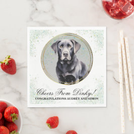 犬の写真が入ったブラックラブの結婚式ナプキン スタンダードランチョンナプキン