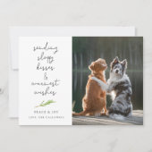 犬の写真ずさんなキスクリスマスホリデーカード シーズンカード (正面)