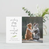 犬の写真ずさんなキスクリスマスホリデーカード シーズンカード (スタンド正面)