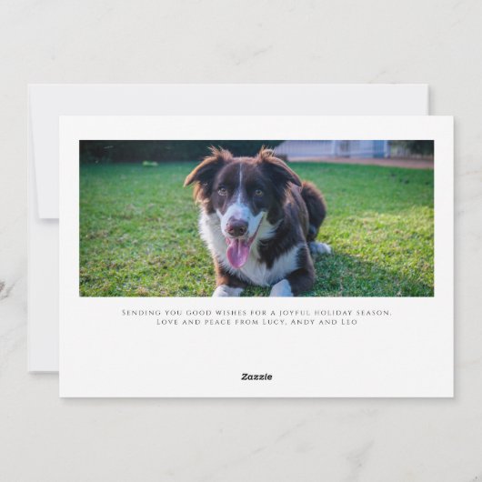 犬の写真だらしないキススクリプトのクリスマス シーズンカード (裏面)