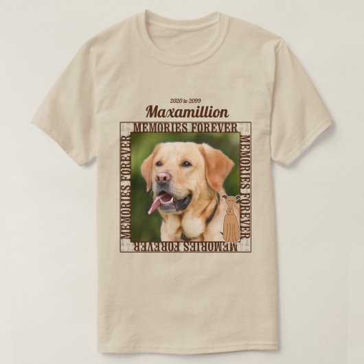 犬の写真とカスタム名前を記念する Tシャツ (デザイン正面)