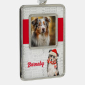 犬の写真と名前がオーストラリアの羊飼いサンタ シルバープレートフレームオーナメント (右)