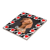 犬の写真と名前のカスタム記念パーソナライズされた資料 タイル (側面)