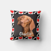 犬の写真と名前カスタムのパーソナライズされた子犬 クッション (正面)