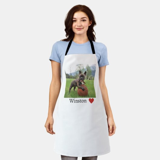 犬の写真と名前Female フランスの Buldog エプロン (着用した状態)