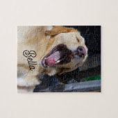 犬の写真と文字を追加パーソナライズされたカスタムする ジグソーパズル (横)
