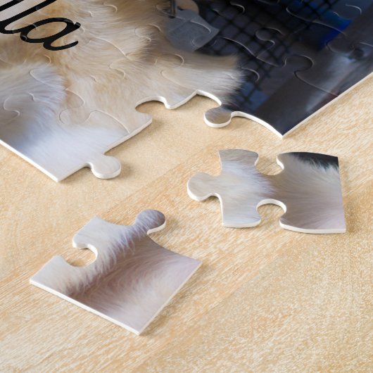 犬の写真と文字を追加パーソナライズされたカスタムする ジグソーパズル (側面)