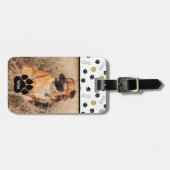 犬の写真と犬をテーマにした模様のモノグラム ラゲッジタグ (正面横)