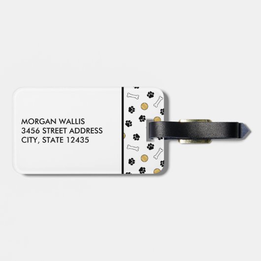 犬の写真と犬をテーマにした模様のモノグラム ラゲッジタグ (裏面横)