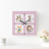 犬の写真と足のプリント大学アクリル壁掛け時計 スクエア壁時計 (ホーム)