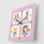 犬の写真と足のプリント大学アクリル壁掛け時計 スクエア壁時計 (傾斜)