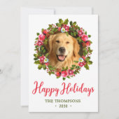 犬の写真のクリスマスリース シーズンカード (正面)