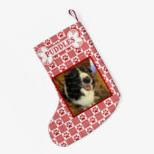 犬の写真の名前 |赤いポープリントジンジャムボーンカスタム スモールクリスマスストッキング (裏面 (吊り時))