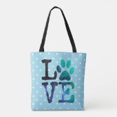 犬の写真の足のプリントのBlueToteのパーソナライズなバッグ トートバッグ (裏面)