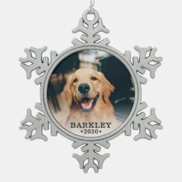 犬の写真の雪の結晶のペウターのクリスマスオーナメント スノーフレークピューターオーナメント