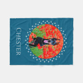 犬の写真のTシャツ　ペットのギフト フリースブランケット (正面(横))