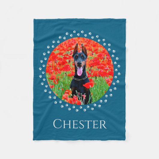 犬の写真のTシャツ　ペットのギフト フリースブランケット (正面)