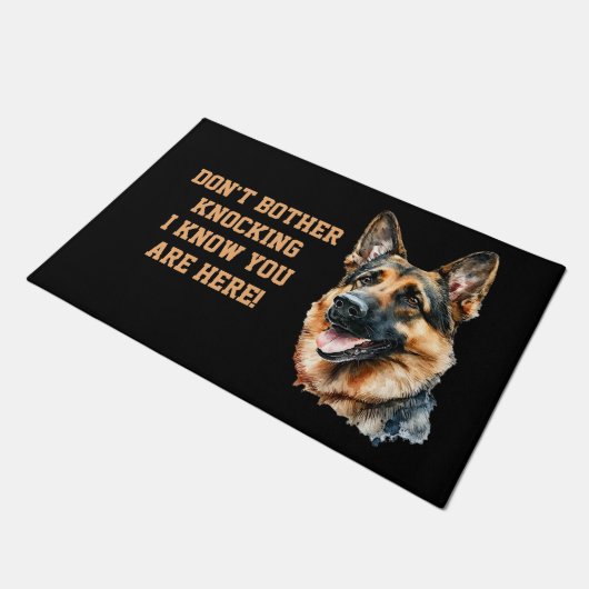 犬の写真を追加文字ノックしない、ここで知っている ドアマット (アングル)
