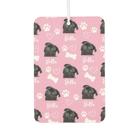 犬の写真アップロードかわいいペットの写真ピンク カーエアーフレッシュナー (正面)