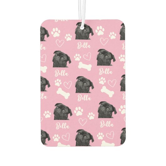 犬の写真アップロードかわいいペットの写真ピンク カーエアーフレッシュナー (裏面)