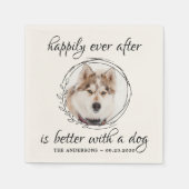 犬の写真エレガントペットのNの後結婚楽しい スタンダードカクテルナプキン (正面)