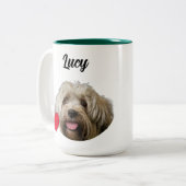 犬の写真カスタム/名前とおもしろい犬引用文から ツートーンマグカップ (正面左)