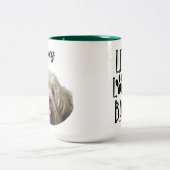 犬の写真カスタム/名前とおもしろい犬引用文から ツートーンマグカップ (中央)