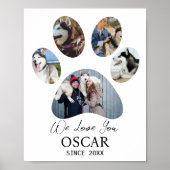 犬の写真コラージュ ペットの追悼 個別の肉球 ポスター (正面)