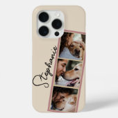 犬の写真コラージュ 名前 クリーム色 ペット Case-Mate iPhoneケース (裏面)