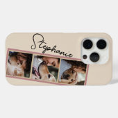 犬の写真コラージュ 名前 クリーム色 ペット Case-Mate iPhoneケース (裏面 (横))