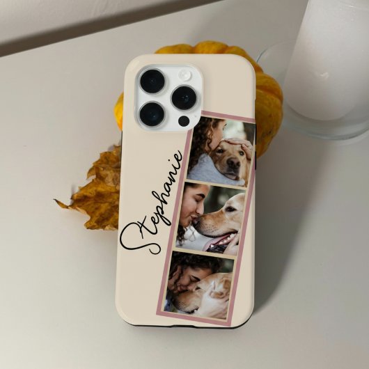 犬の写真コラージュ 名前 クリーム色 ペット Case-Mate iPhoneケース