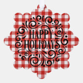 犬の写真テンプレートかわいい赤スコティッシュホリデー オーナメントカード (裏面)