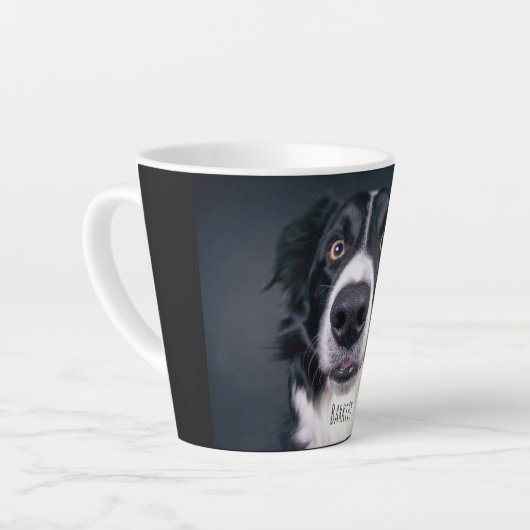 犬の写真パーソナライズされた名 カフェラテマグ (左アングル)