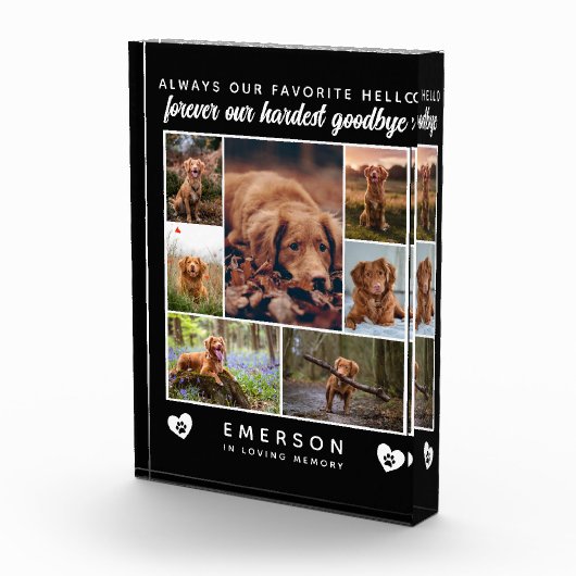 犬の写真ブロックコラージュが最も辛い別れの記念碑 フォトブロック (右)