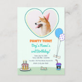 犬の写真ペットパーティー誕生日パーティーデザインテーマ 招待状 (正面)