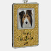 犬の写真メリー シルバープレートフレームオーナメント (右)