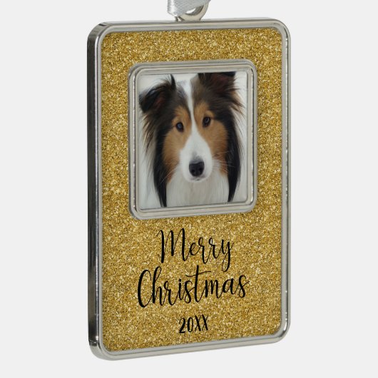 犬の写真メリー シルバープレートフレームオーナメント (右)