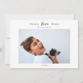 犬の写真モダン平和の愛はクリスマスを浪費 シーズンカード (正面)