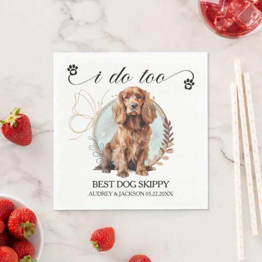 犬の写真付きコッカー・スパニエルの結婚式ナプキン スタンダードランチョンナプキン (インサイチュ)