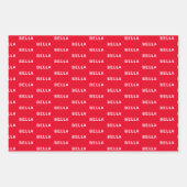 犬の写真名ピンク赤いハートペット ラッピングペーパーシート (正面3)