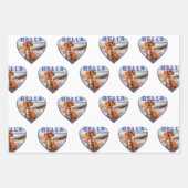 犬の写真名ブルーハートペット ラッピングペーパーシート (正面)