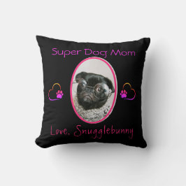 犬の写真最高の犬お母さん常にハートポープリント クッション