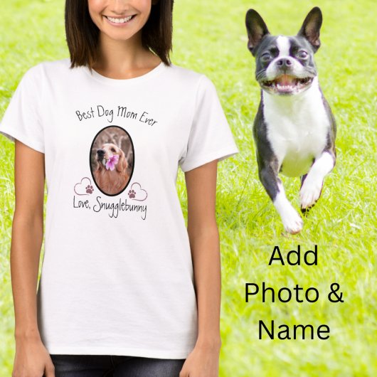 犬の写真最高の犬の母は常にハートポープリントT-Shir Tシャツ