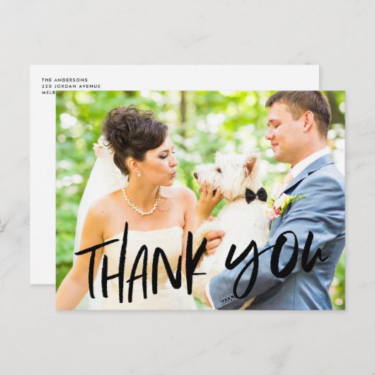 犬の写真結婚ありがとうはがき ポストカード (正面/裏面)