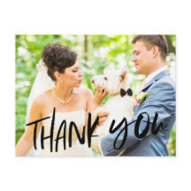 犬の写真結婚ありがとうはがき