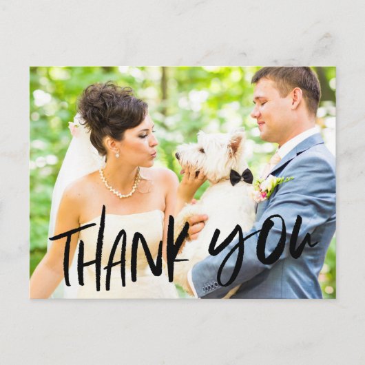 犬の写真結婚ありがとうはがき ポストカード (正面)