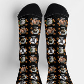 犬の写真4枚と名前+骨と肉画ブラック ソックス (上部)