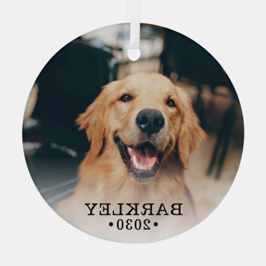 犬の写真 ガラスオーナメント (裏面)