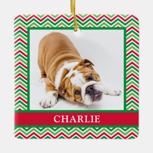 犬の写真 セラミックオーナメント (正面)